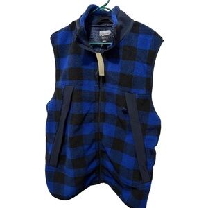J. Crew Men’s XL Blue and Black Plaid Vest with Deep Pockets gorpcore preppy